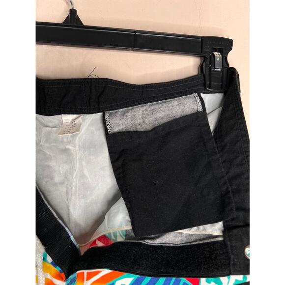 Vintage 80s 90s HOBIE Mens Geometric Board Shorts Swim Trunks Size 33 - Picture 10 of 10